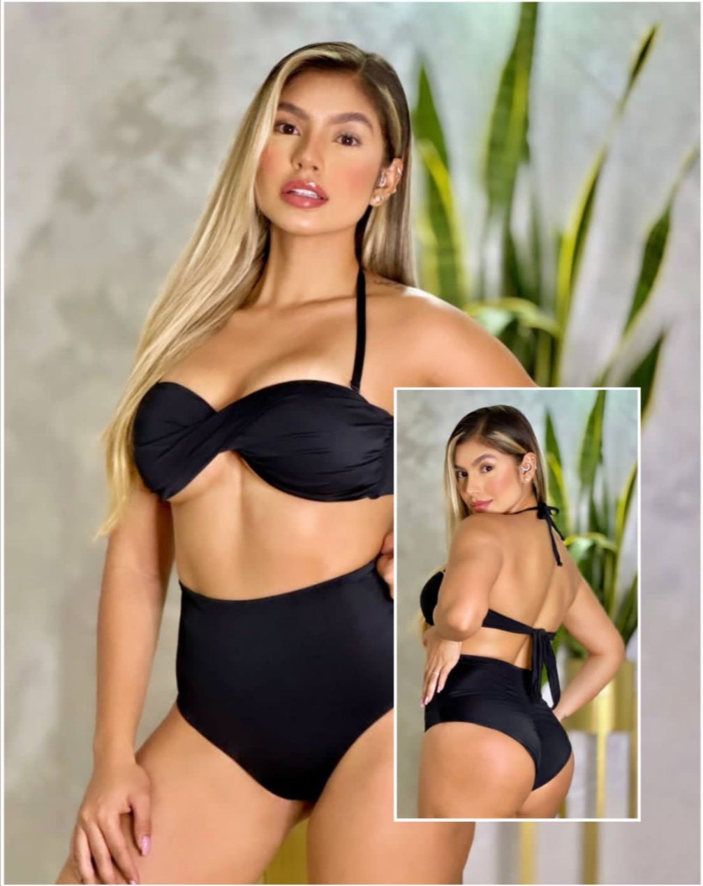 2P Super high waisted Black Bikini