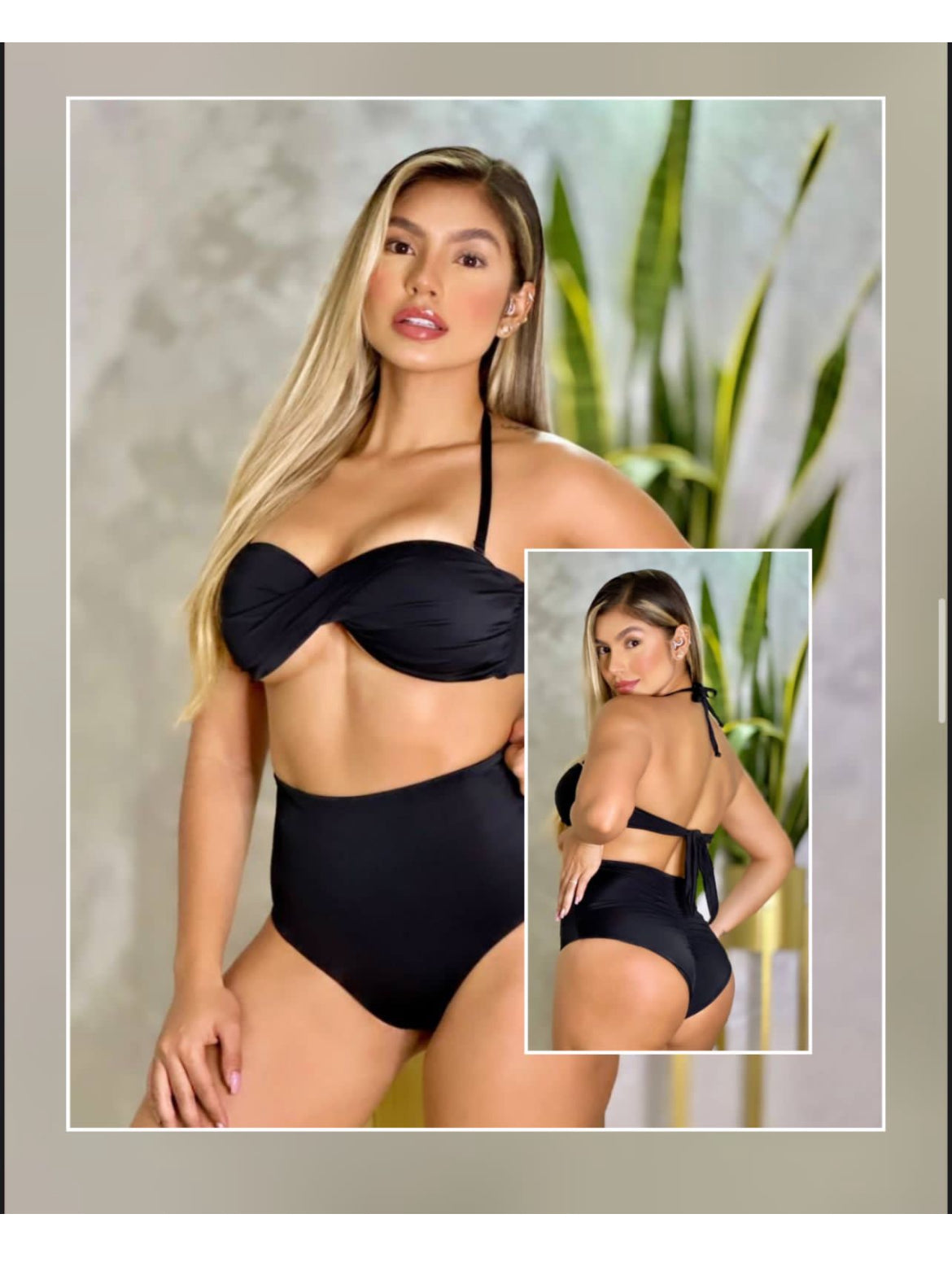 2P Super high waisted Black Bikini